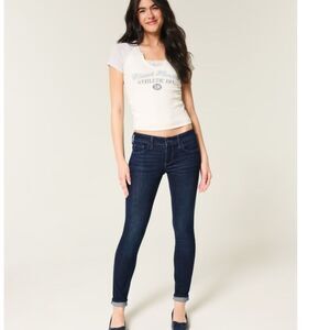 Hollister Super Skinny Jeans Low Rise Med Wash Stretch Denim Slim Womns sz 24/29
